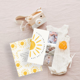 Sonnenschein 1. Geburtstag Aquarellsonne Multi Fot Einladung