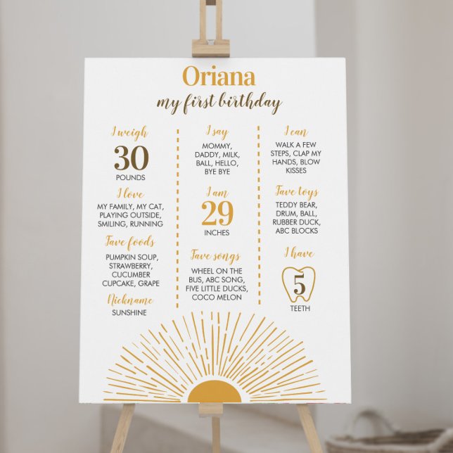 Sonnenschein 1. Geburtstag Milestone Zeichen Poster (Von Creator hochgeladen)