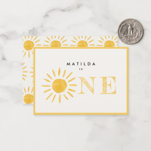 Sonnenschein 1. Geburtstag Sonne gelb danke Mitteilungskarte
