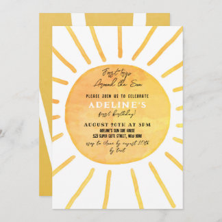 Sonnenschein 1. Geburtstag Wasserfarbe um die Sonn Einladung