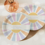 Sonnenschein Baby Dusche kommen hier die sonnenros Pappteller<br><div class="desc">Sunshine Baby Shower Here Come The Sun Pink Rays Paper Teller Alle Designs sind © PIXEL PERFECTION PARTY LTD</div>