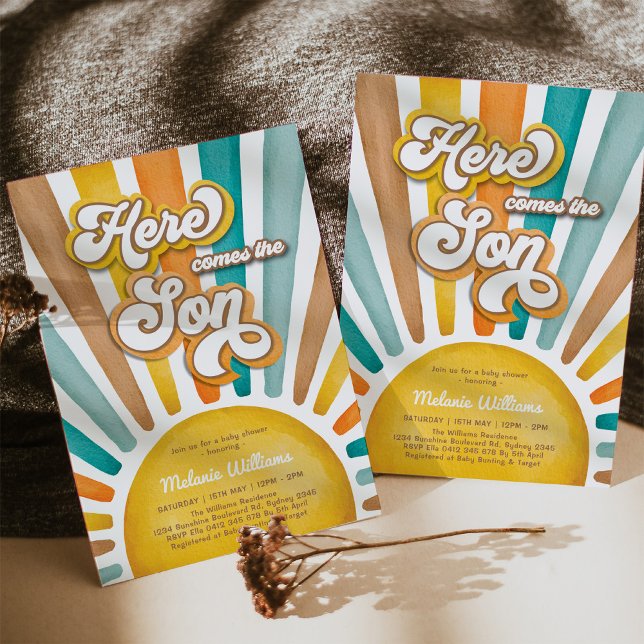 Sonnenschein Baby-Dusche kommt hier der Sohn Einladung (Von Creator hochgeladen)