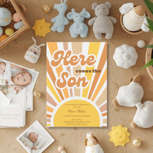 Sonnenschein-Baby-Party Boho Retro Gelb Sonnensche Einladung