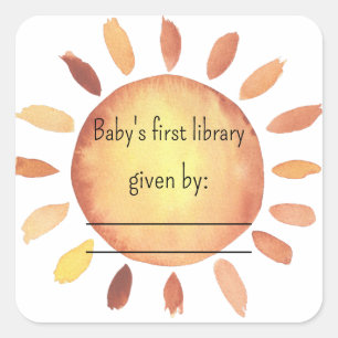 Sonnenschein-Baby-Party-Buchschild Quadratischer Aufkleber
