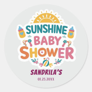 Sonnenschein-Baby-Party Runder Aufkleber