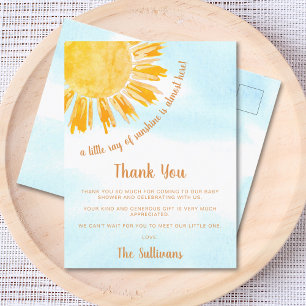 Sonnenschein-Baby-Shower-Dankeschön Postkarte
