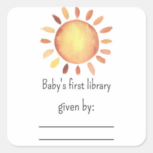 Sonnenschein-Baby-Shower-Exlibris Quadratischer Aufkleber