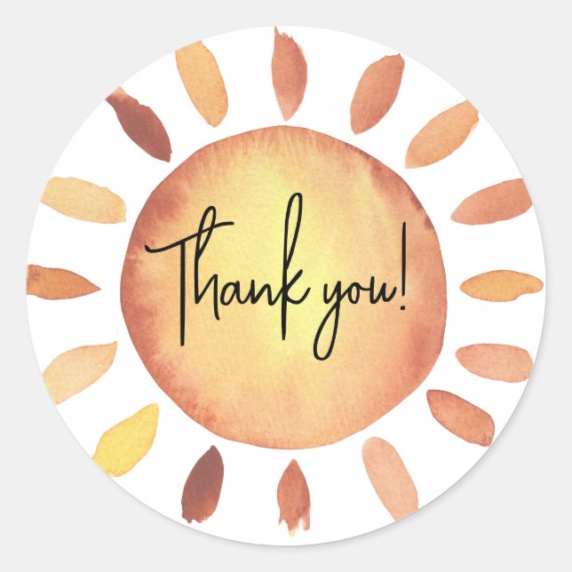 Sonnenschein-Babydusche danke Runder Aufkleber (Vorderseite)