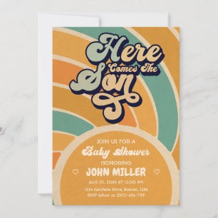 Sonnenschein Babydusche kommt hier der Sohn Retro Einladung