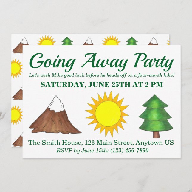 Sonnenschein Baum Berg Wanderung Wälder Außenlager Einladung (Vorne/Hinten)