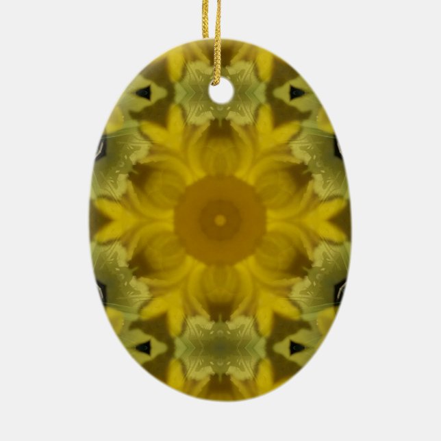 Sonnenschein Blume Burst Golden Keramik Ornament (Hinten)