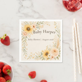 Sonnenschein-Blumen-Baby-Shower-Cocktailservietten Serviette