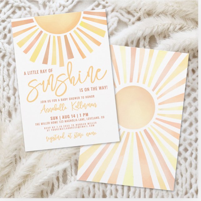 Sonnenschein Boho Sonnen Baby-Party Einladung (Sunshine Boho Sun Baby Shower Invitation)