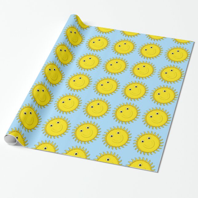 Sonnenschein Face-Blue-Geschenkpapier Geschenkpapier (Ungerollt)