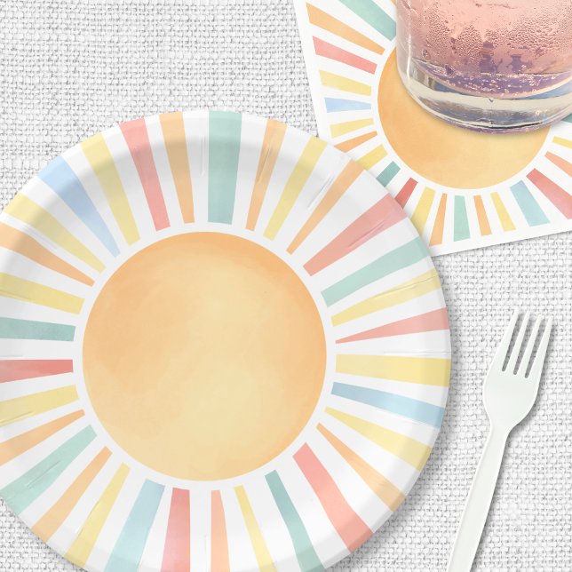 Sonnenschein farbenfrohe Sommersonne Pappteller (Sunshine Colorful Summer Sun Paper Plates)