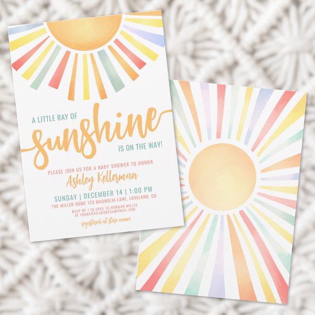 Sonnenschein farbenfrohe Sonnendusche Einladung (Sunshine Colorful Bright Sun Baby Shower Invitation)