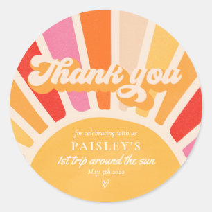 Sonnenschein Geburtstag Boho 1. Reise um die Sonne Runder Aufkleber