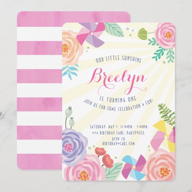 Sonnenschein-Geburtstags-Einladung Einladung (Vorne/Hinten)