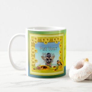 Sonnenschein-gelber Sonnenblume-Foto-Rahmen Kaffeetasse