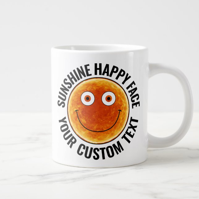 Sonnenschein Glückliches Gesicht GROßER Text Indiv Jumbo-Tasse (Rechts)