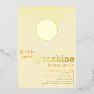 Sonnenschein Gold Sonne Erster Geburtstag Folieneinladung