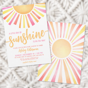Sonnenschein Hellrosa Boho Sonnenbaby-Party Einladung