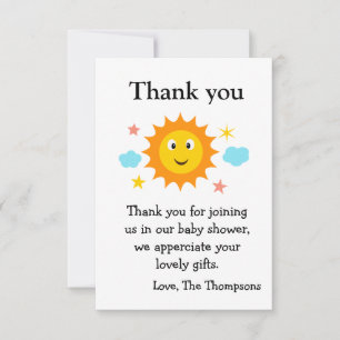 Sonnenschein Hier Kommt Die Sonne Baby Shower Dankeskarte