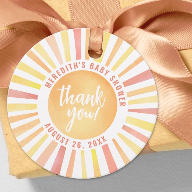 Sonnenschein hier kommt die Sonnendusche von Son B Geschenkanhänger (Sunshine Here Comes The Son Boho Sun Baby Shower Favor Tags)
