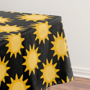 Sonnenschein-Illustration auf schwarzem Musterdesi Tischdecke