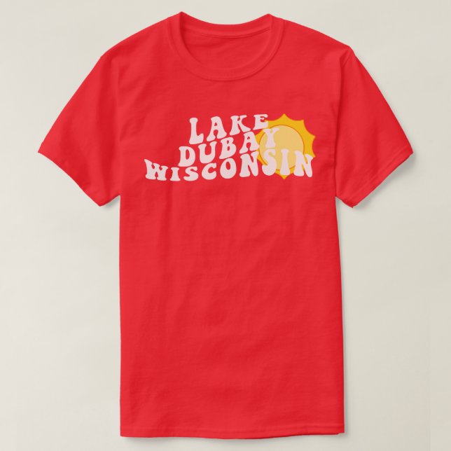 Sonnenschein im Dubay-See Wisconsin Retro Wavy 197 T-Shirt (Design vorne)