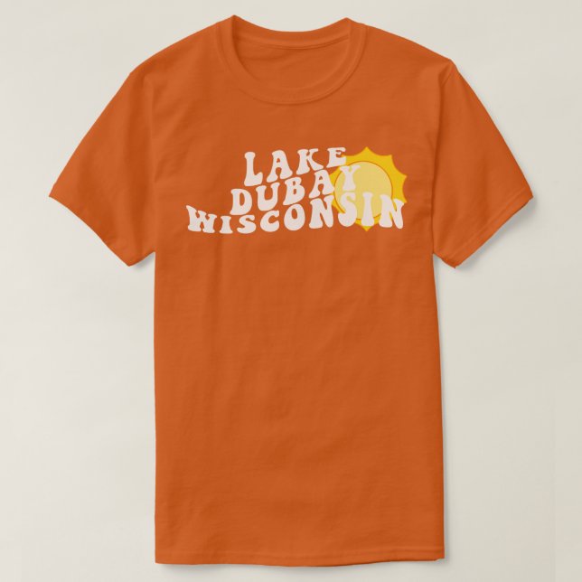 Sonnenschein im Dubay-See Wisconsin Retro Wavy 197 T-Shirt (Design vorne)