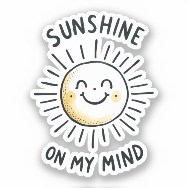 Sonnenschein im Kopf - Kawaii Sun Doodle Aufkleber (Vorderseite)
