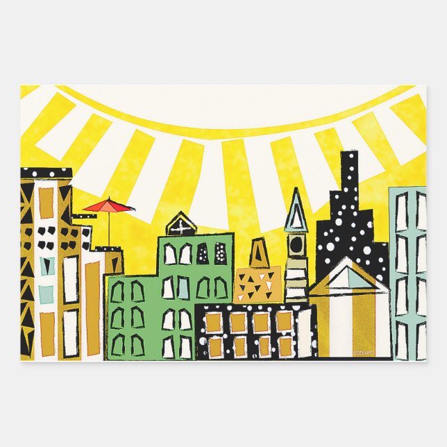 SONNENSCHEIN IN DER STADT GESCHENKPAPIER SET (Vorderseite)