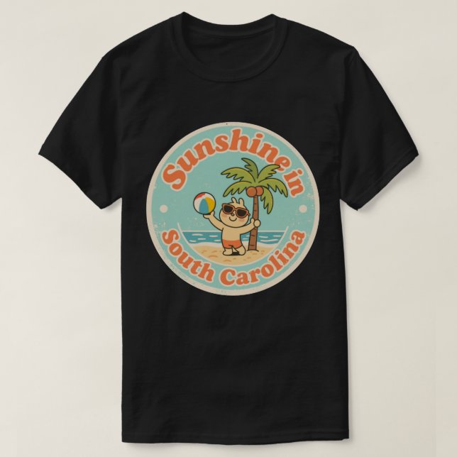 Sonnenschein in South Carolina_ Retro Palme Tree T-Shirt (Design vorne)