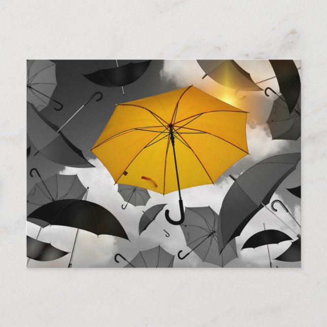 Sonnenschein ist unterwegs, Regenschirmlawine Postkarte (Vorderseite)