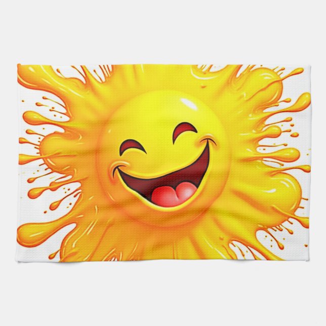 Sonnenschein-Lächeln: Explodierende Freude Geschirrtuch (Horizontal)