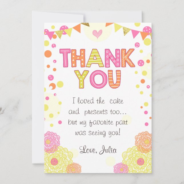 Sonnenschein-Limonade-Geburtstag danken Ihnen, Dankeskarte (Vorderseite)