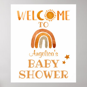 Sonnenschein, Mond, Regenbogen und Sterne Begrüßun Poster
