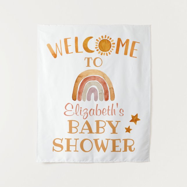 Sonnenschein, Mond, Regenbogen und Sterne Begrüßun Wandteppich (Vorderseite)