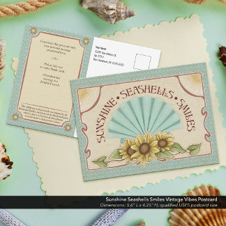 Sonnenschein Muscheln Lächeln Vintage Vibes Postkarte
