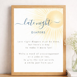 Sonnenschein Neutrale Babyparty Späte Nacht Windel Poster
