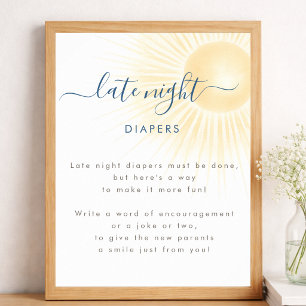 Sonnenschein Neutrale Babyparty Späte Nacht Windel Poster