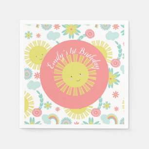 Sonnenschein Regenbogen Floral Geburtstag Serviett Serviette