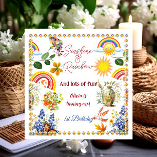 Sonnenschein Regenbogen Frühlingsgarten Schmetterl Serviette