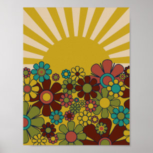 Sonnenschein Retro-Garten Vintage 60er 70er Ästhet Poster