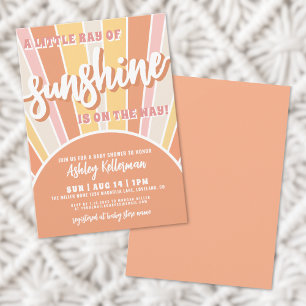 Sonnenschein Retro Groovy Baby Shower Einladung