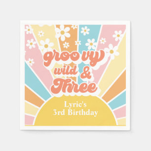 Sonnenschein Retro-Margerite 3. Geburtstag Serviette