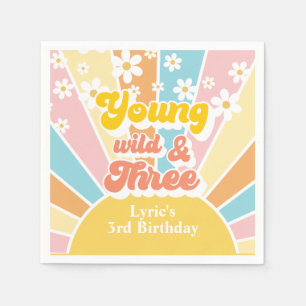 Sonnenschein Retro-Margerite 3. Geburtstag Serviette