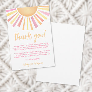 Sonnenschein Rosa Baby Shower Dankeskarte