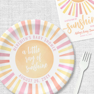Sonnenschein Rosa Baby Shower Pappteller